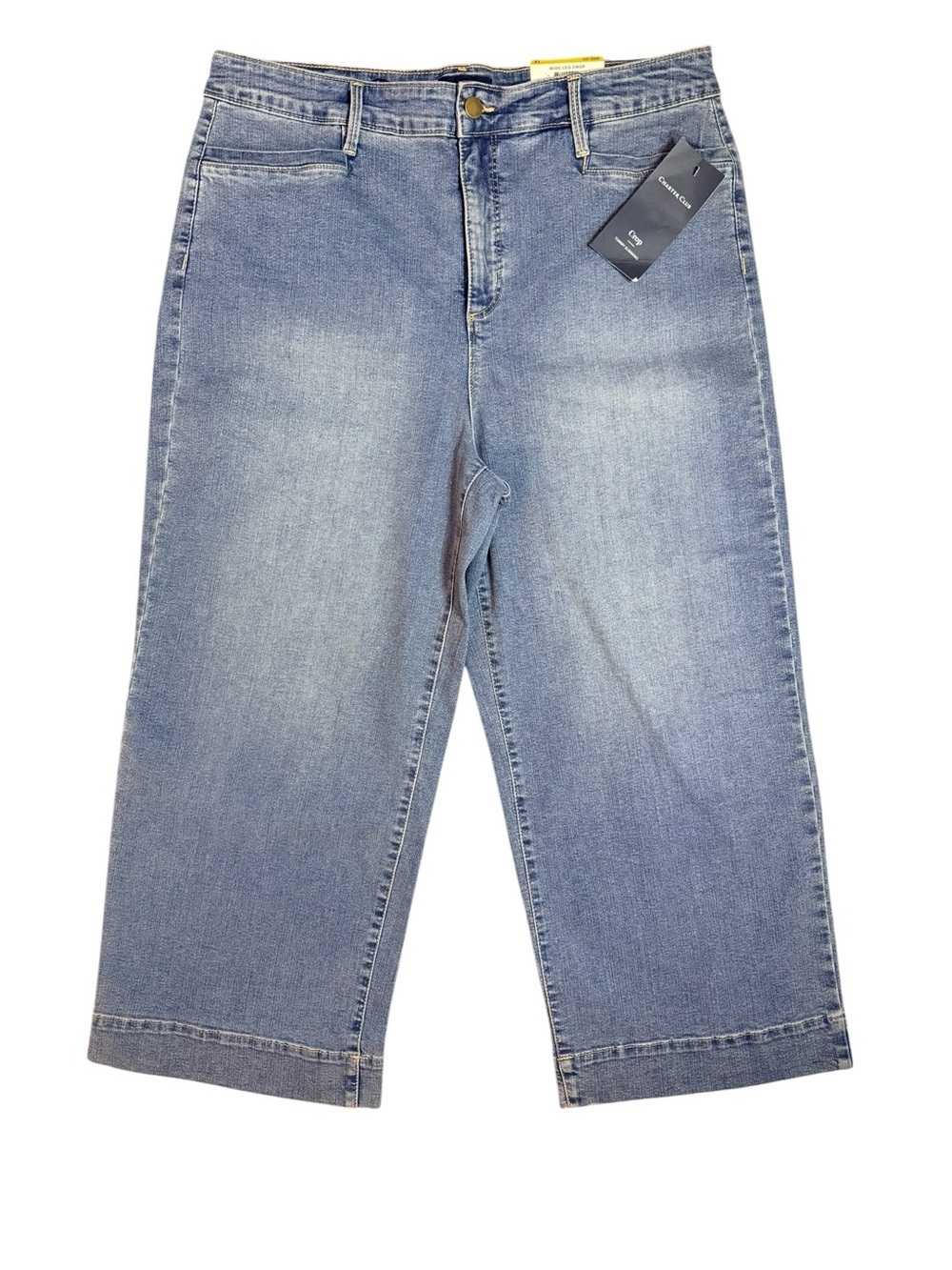 NWT Charter Club Wide Leg Crop Jeans Size 14 Light Wash Cropped Denim - Picture 2 of 10